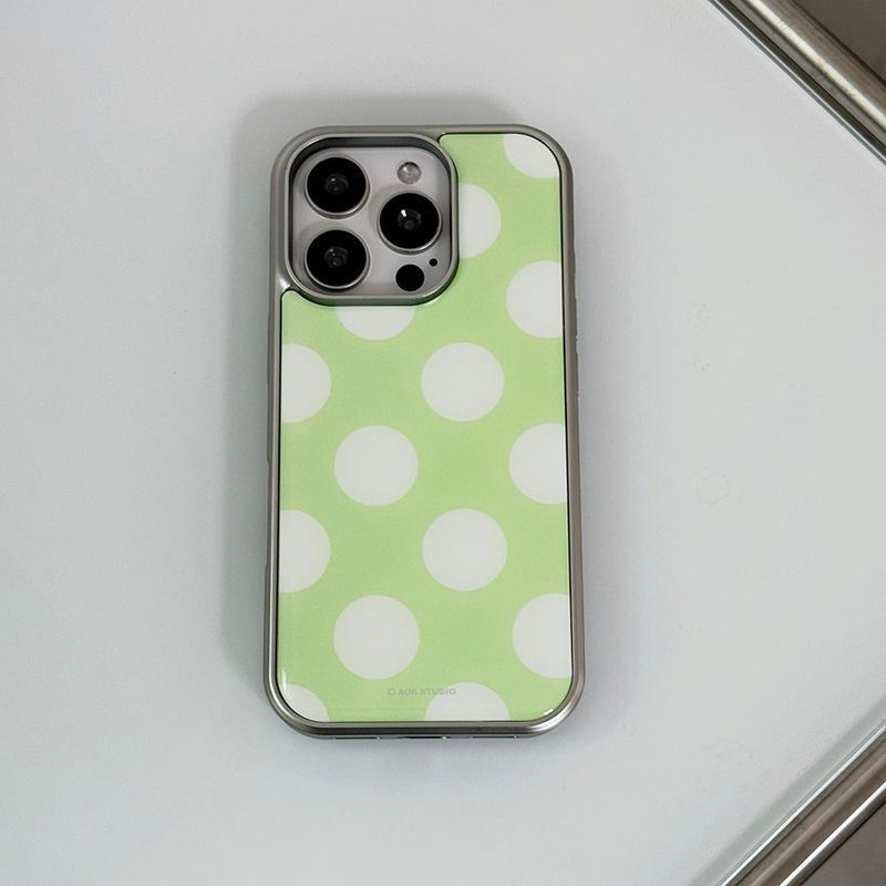 [MADE] silver big dot epoxy bumper case - honeydew melon