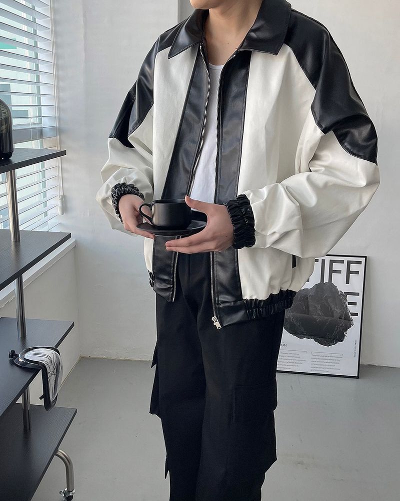 90's Coating Leather Jumper (2 colors)