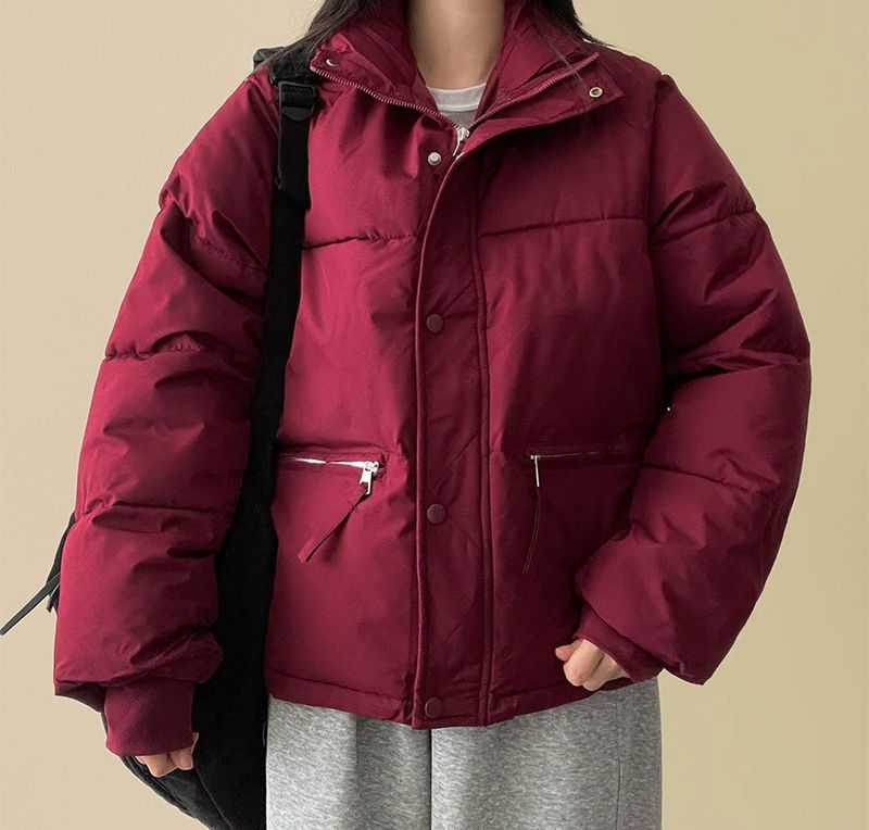  Ringf pocket zipper high neck padded jumper