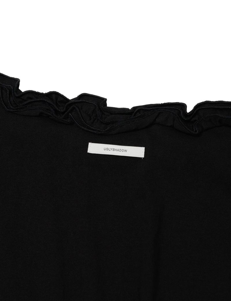OFF-SHOULDER RUFFLE TOP(BLACK)