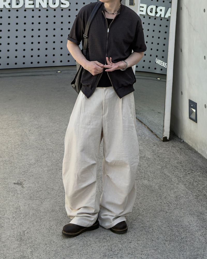 Aven Linen Two-Tuck Wide Pants