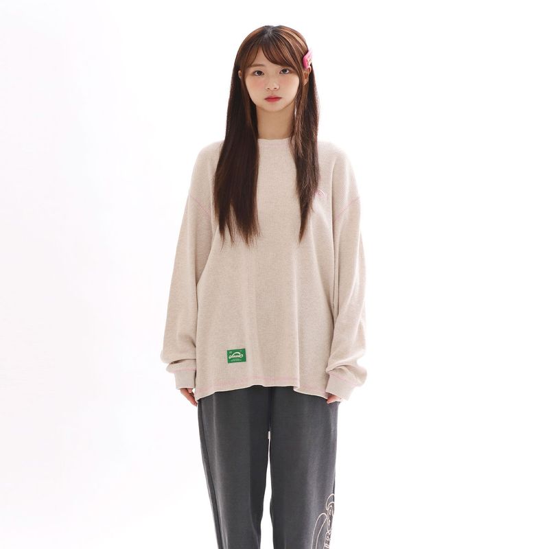 OFCOURSEWHYNOT（オブコースワイノット）の「ワッフル コージー ロングスリーブ Tシャツ_オートミール（トップス）」