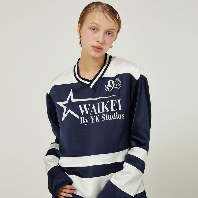 WaiKei(ワイケイ)の「Sports V neck long sleeve tshirts(Tops)」