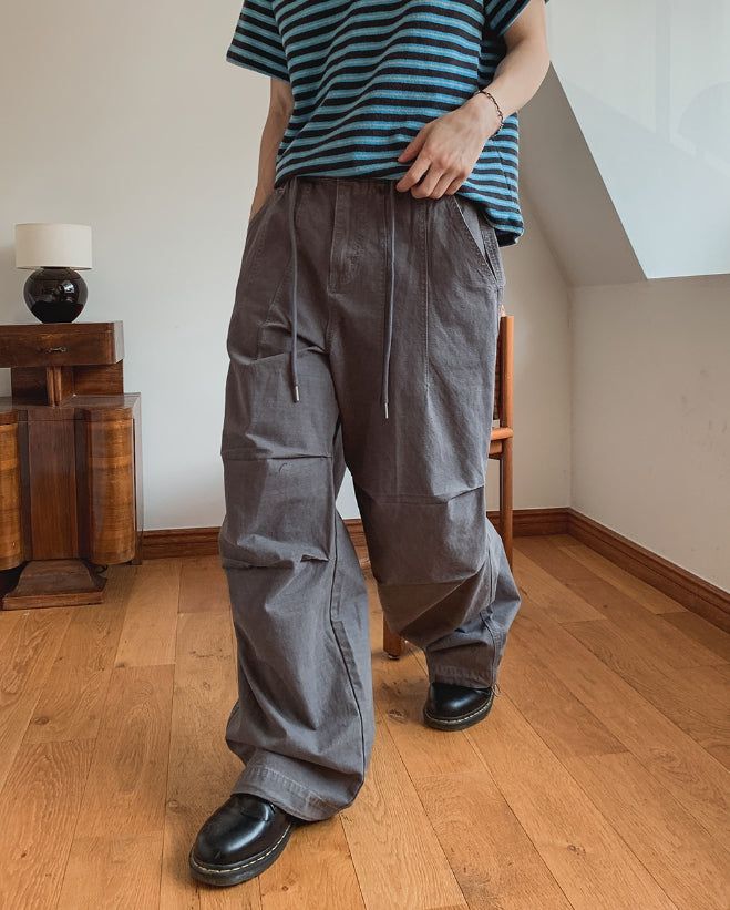Draw Wash Parachute Wide Pants