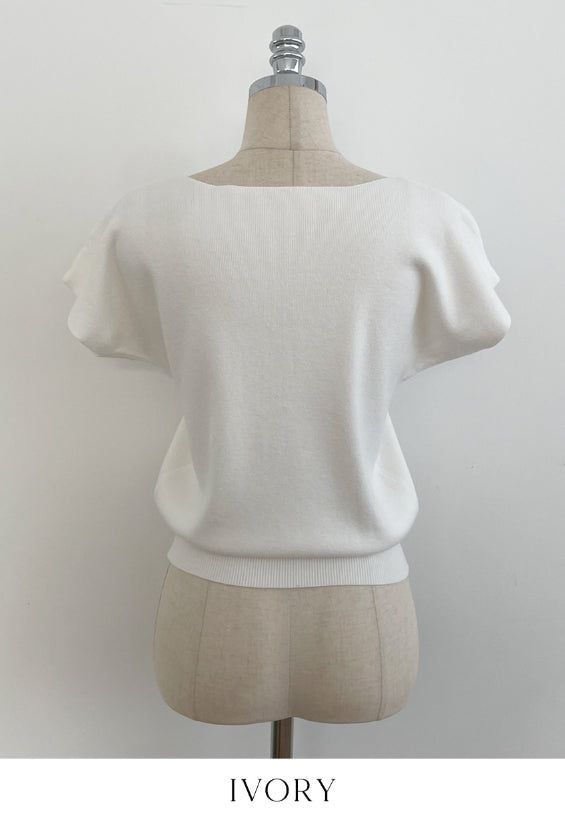 Shuez Soft Boat Neck Cap Sleeve Knit