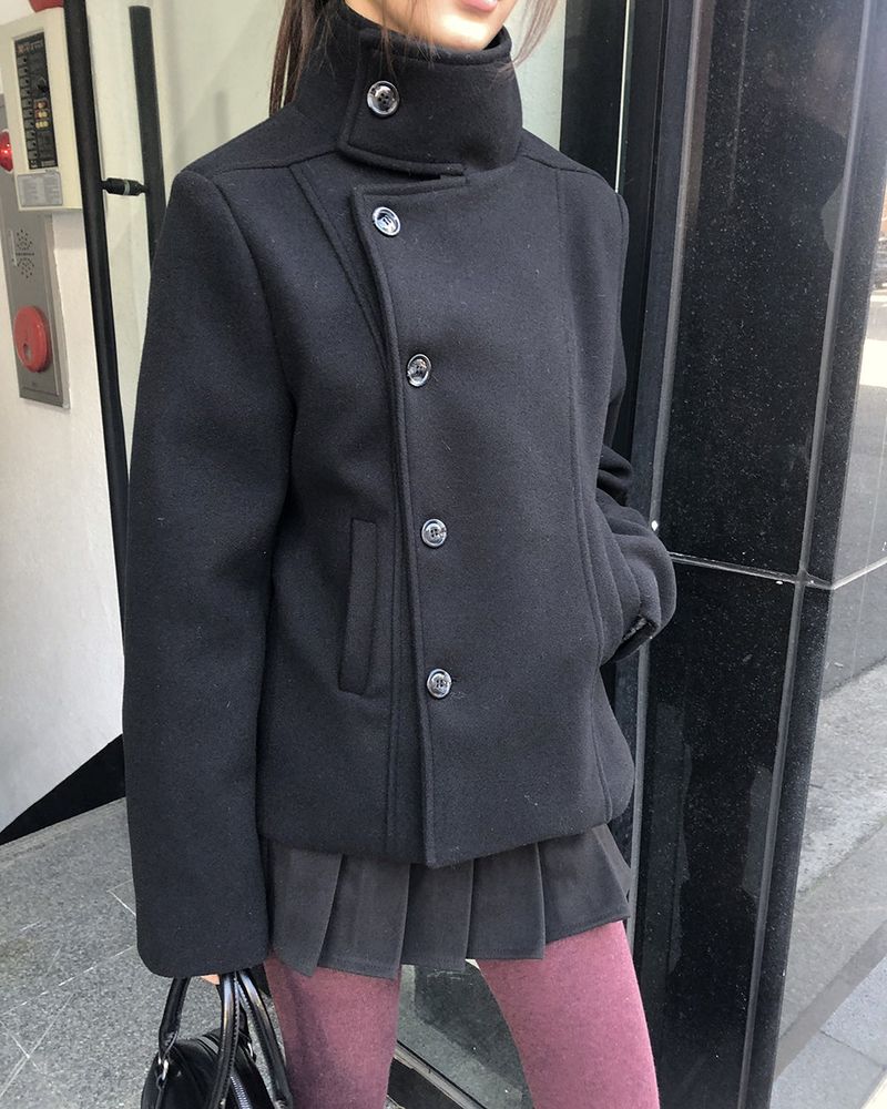ユハダブルハイネックウールコート