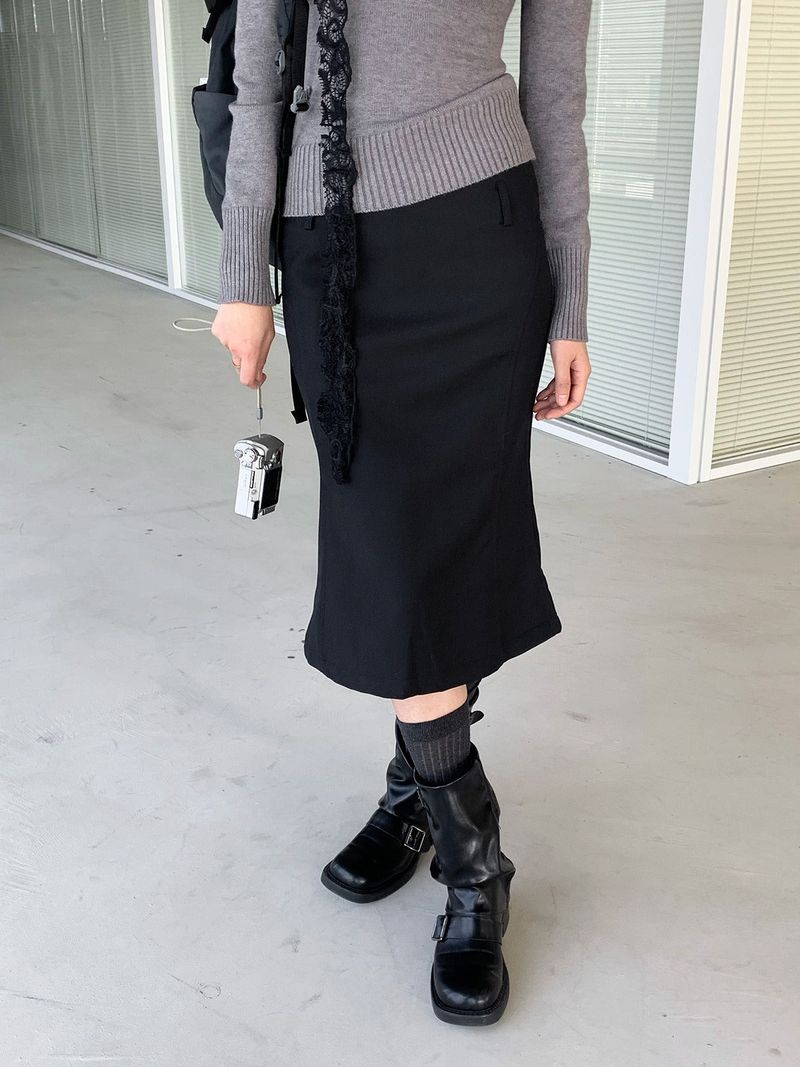slit line midi skirt