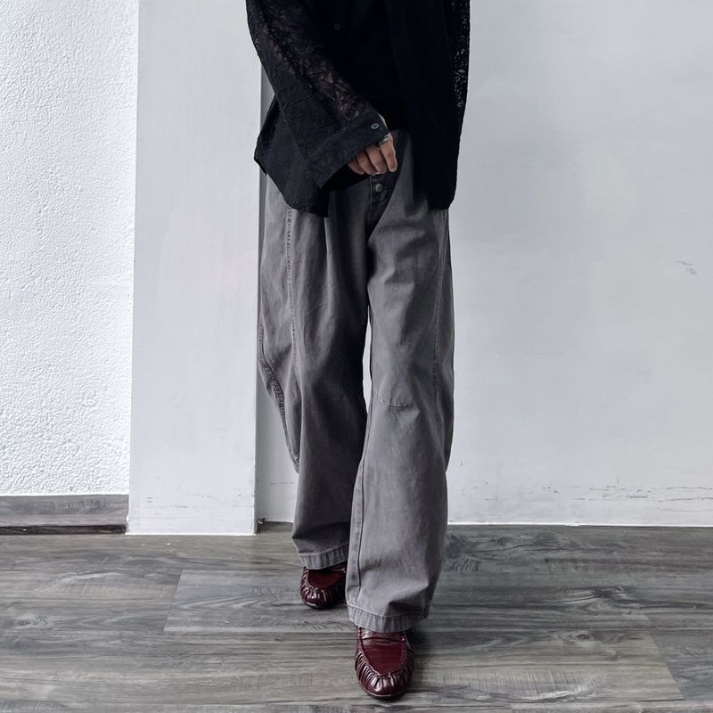 Washed Multi-Button Wide Pants