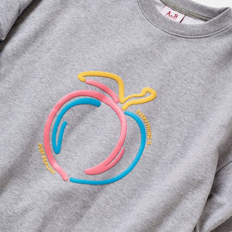 PEACH EMBOSSED PRINT SWEATSHIRT_MELANGE GRAY