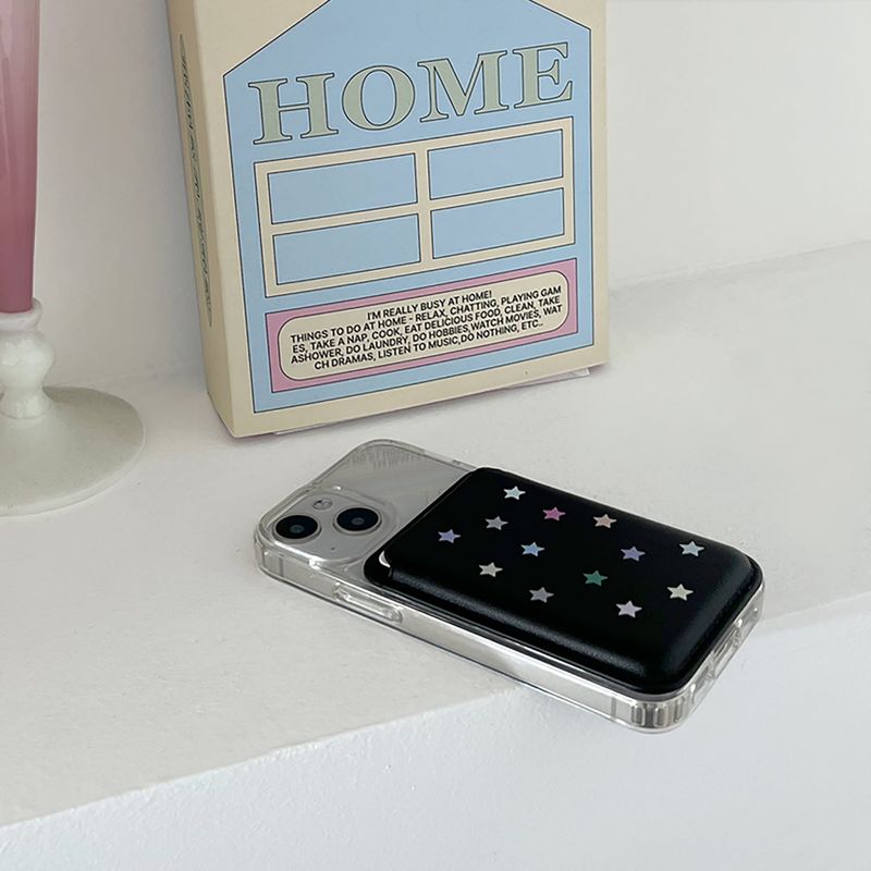 magsafe case star black leather card wallet set