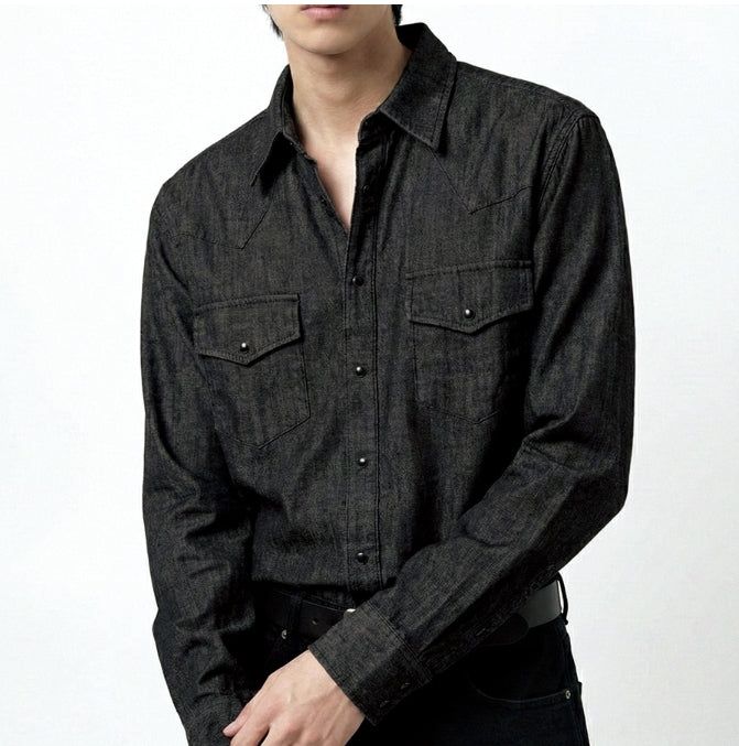 Standard Western Denim Shirt Black