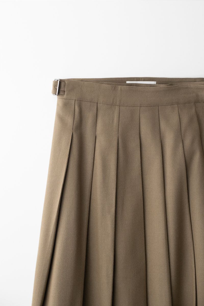 Wrap pleats skirts (Brown)