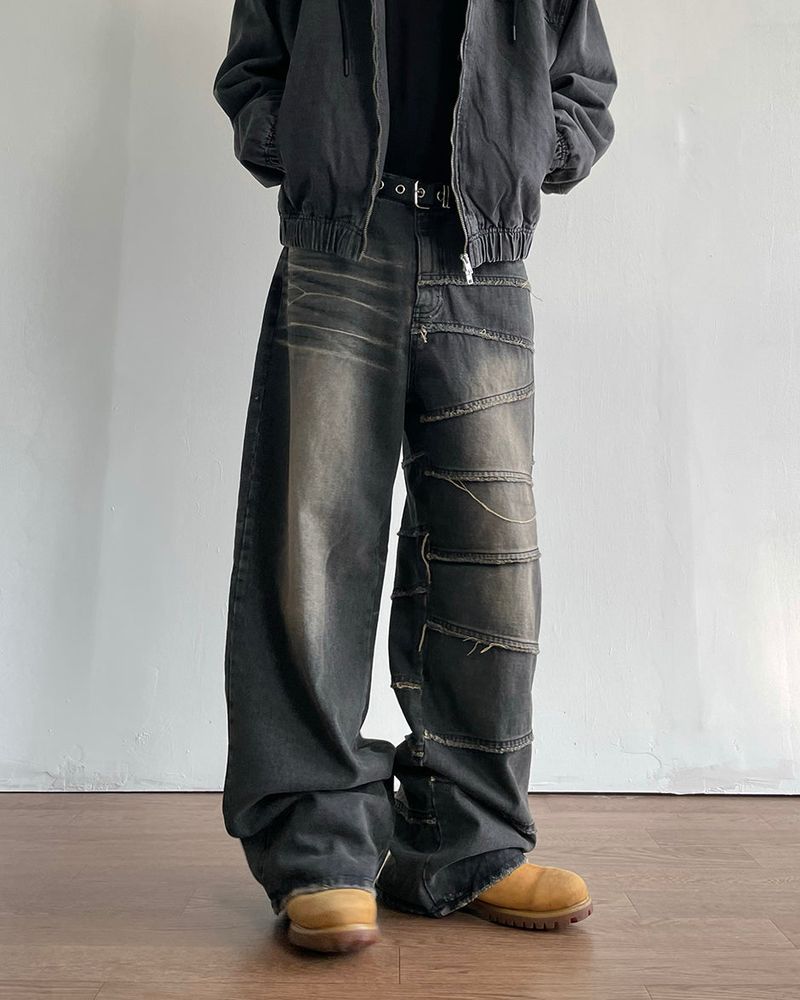 Unbalanced Cutting Denim Pants