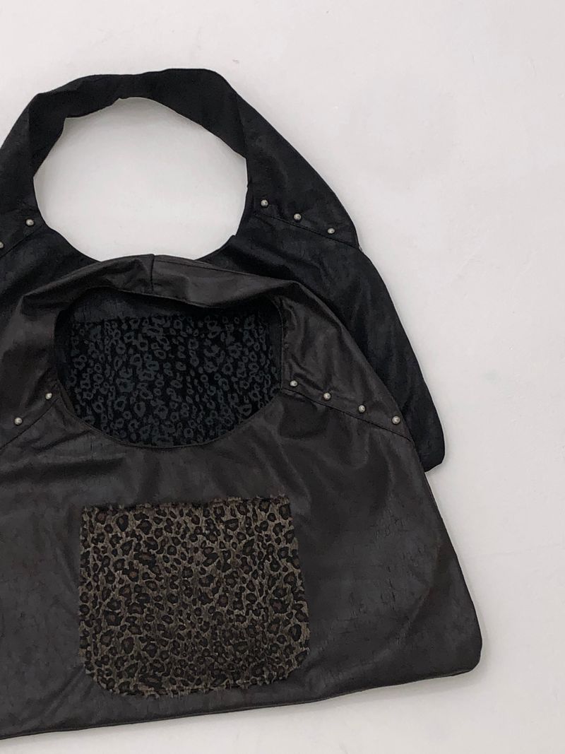 Vintage Pocket Leopard Fur Shoulder Bag