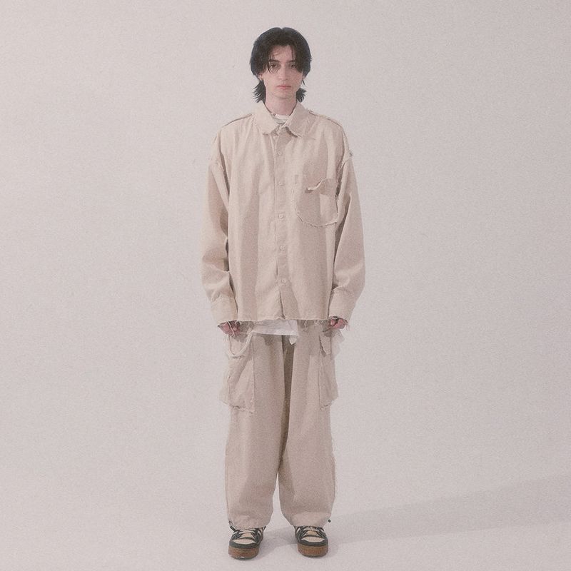 grunge wide cargo pants_lightbeige