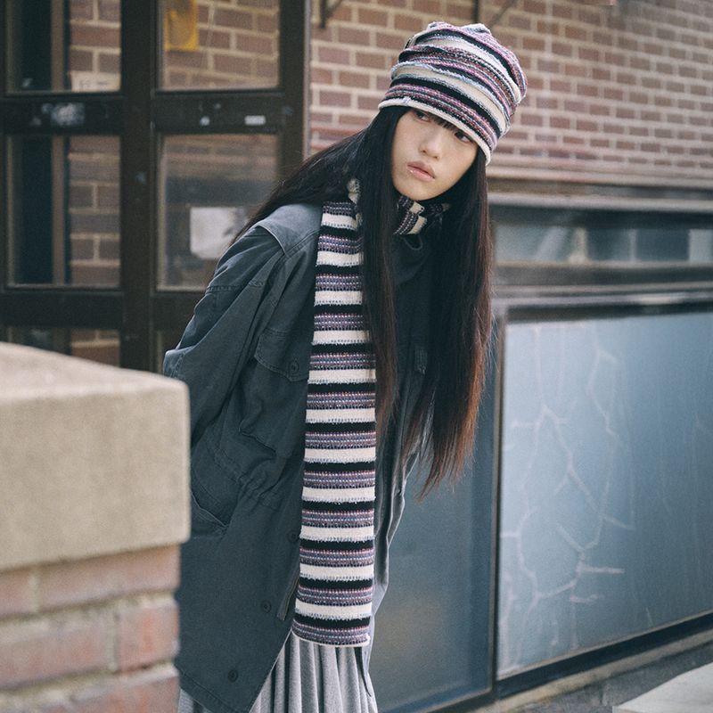 boho stripe muffler purple