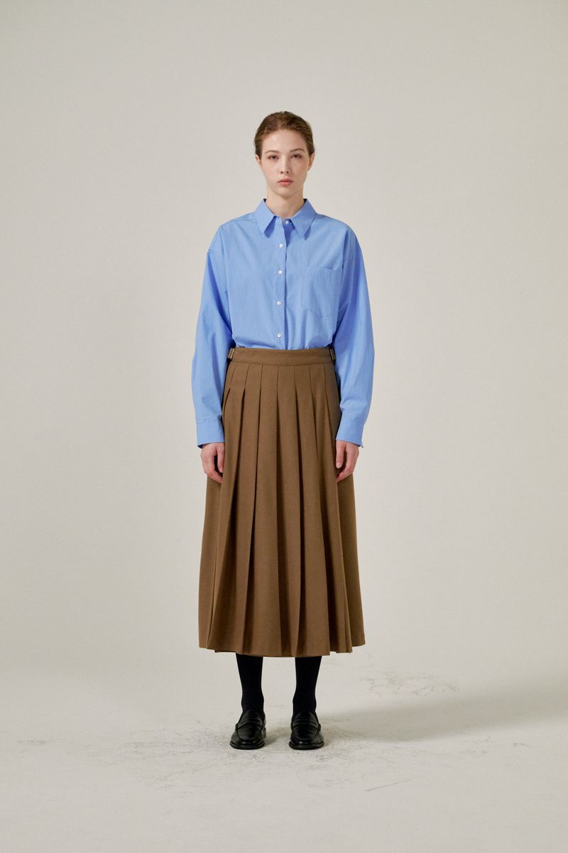 PLAT DU JOUR(プラドゥジュール)の「Wrap pleats skirts (Brown)(Skirts)」