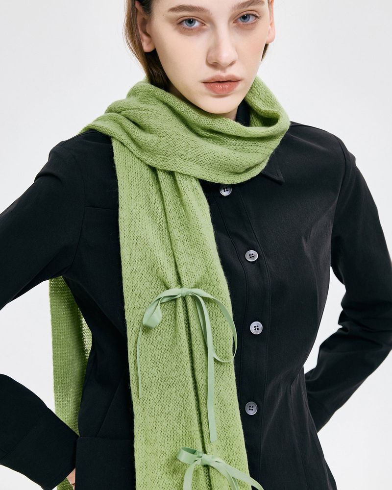 Ribbon Tied Muffler _ GREEN