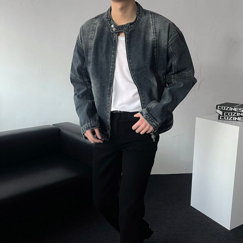 MG incision biker denim jacket (2 colors)