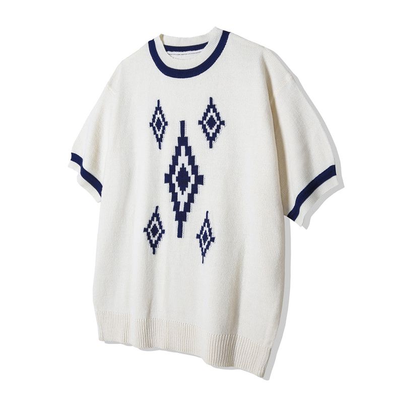 NAVAJO PATTERN RINGER HALF KNIT CREAM