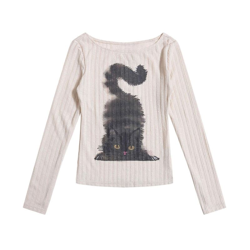 Cozy&Kitsch（コージーアンドキッチ）の「ブラックキャッツリップネックTシャツ（トップス）」