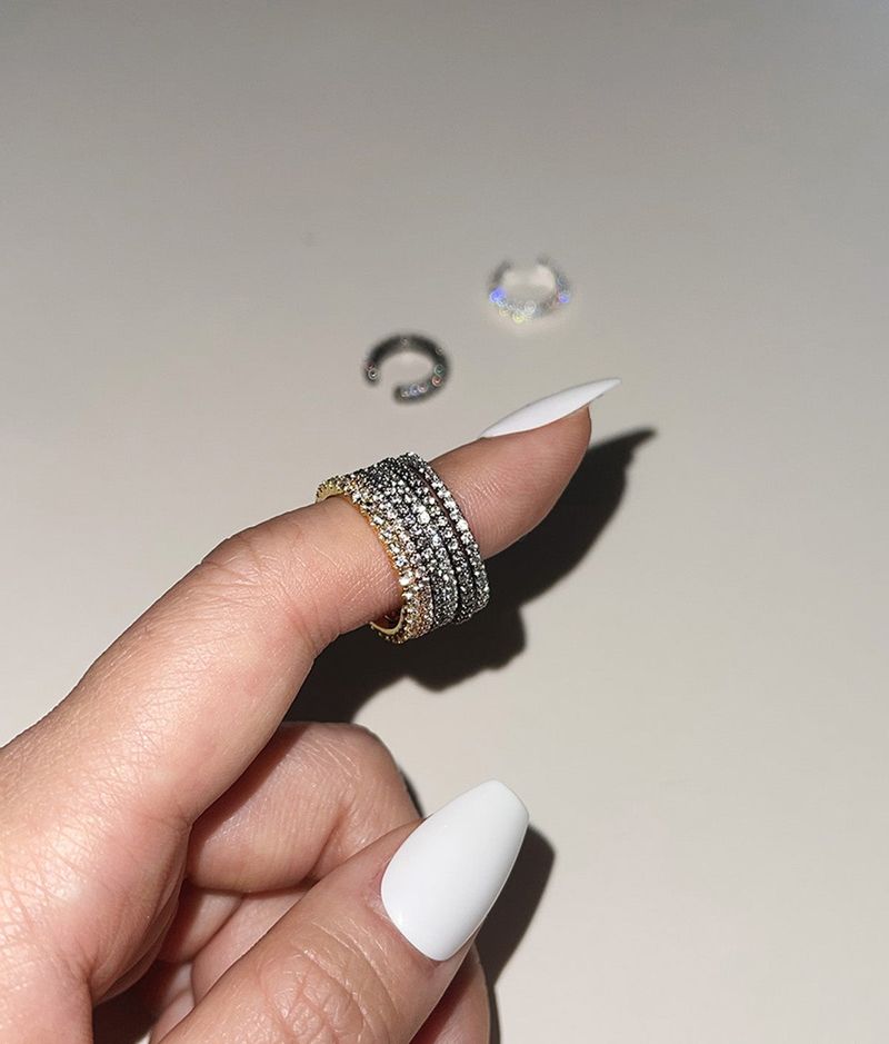 [S925] 2MM Prong Setting Tennis Ring (gold)