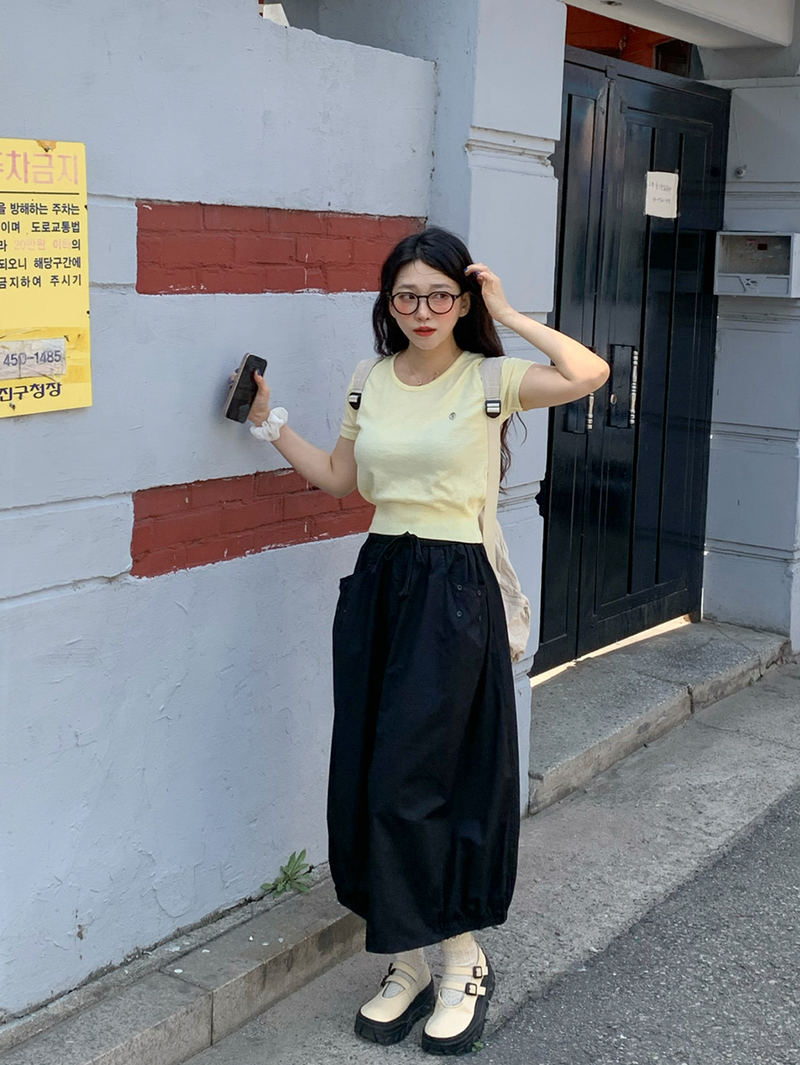 pumpkin balloon pocket long skirt