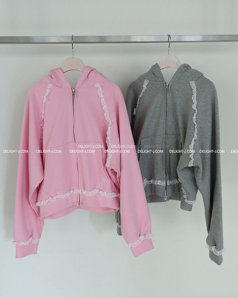 Levit Frill Lace Hooded Zip-Up