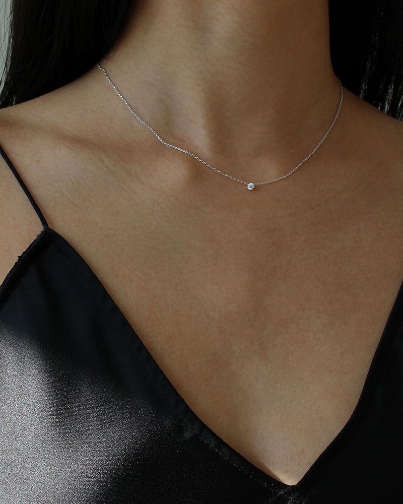 [White gold] Basic Cubic Necklace (M)