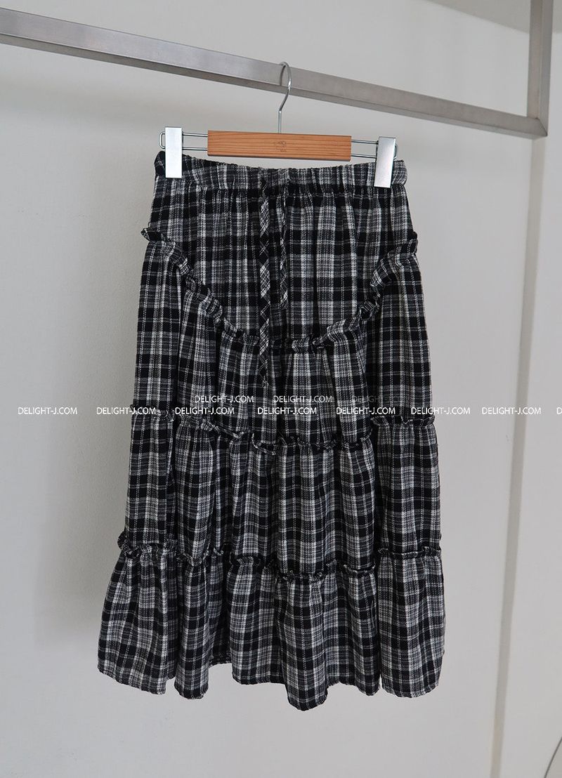 Morigirl Vintage Checkered Long Skirt