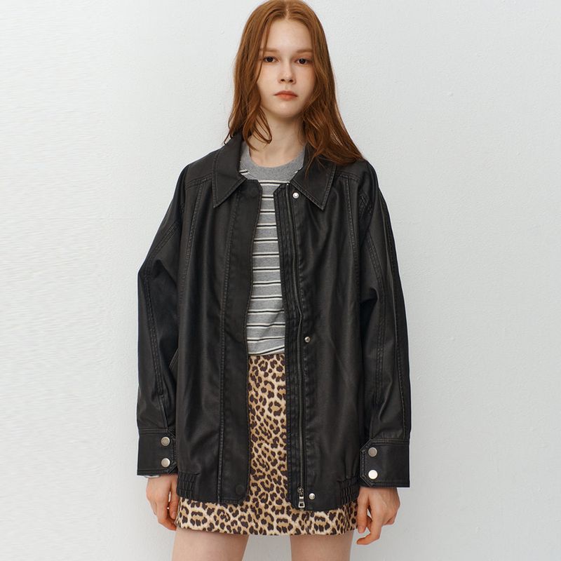 Oversized Fake Leather Blouson