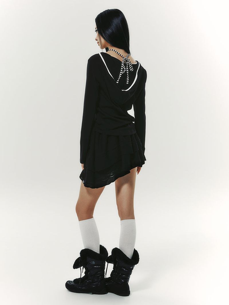 TWIST FRILL SKIRT BLACK