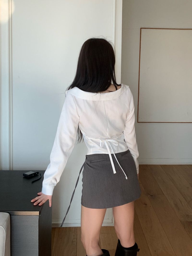 Slate Line Thin Belt Formal Mini Skirt