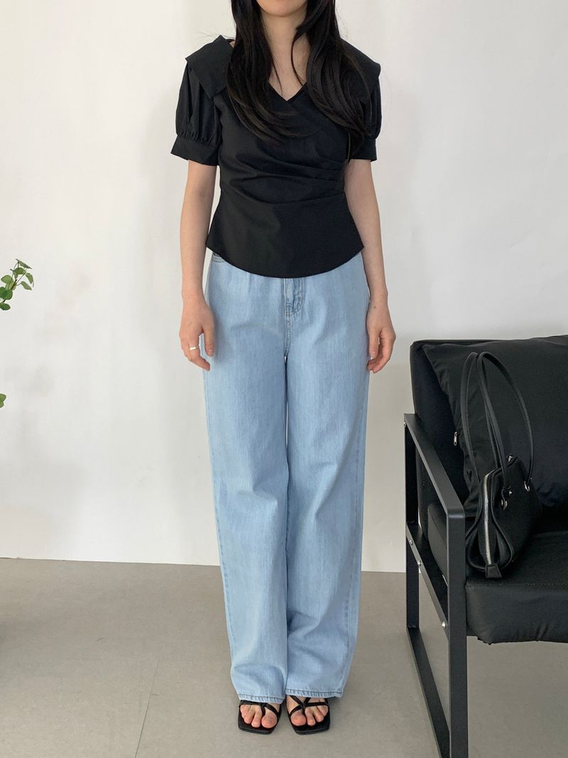 Irain Wide Blue Denim Pants