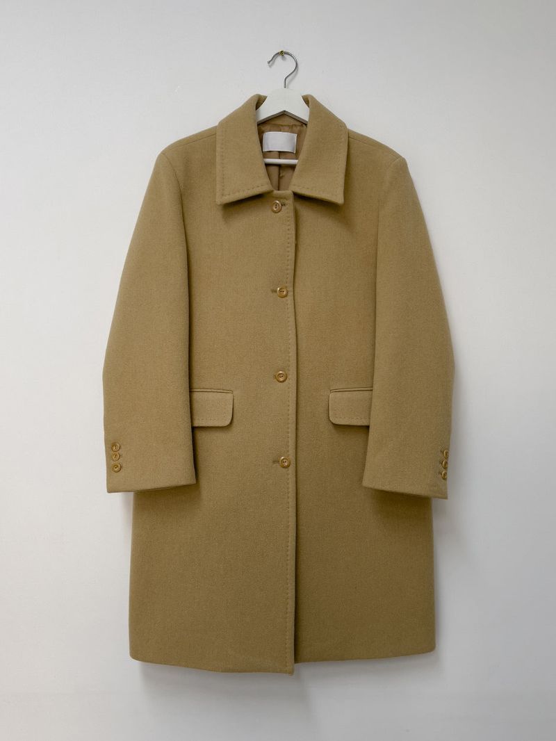 [Merino wool 90%] Stitched collar half coat