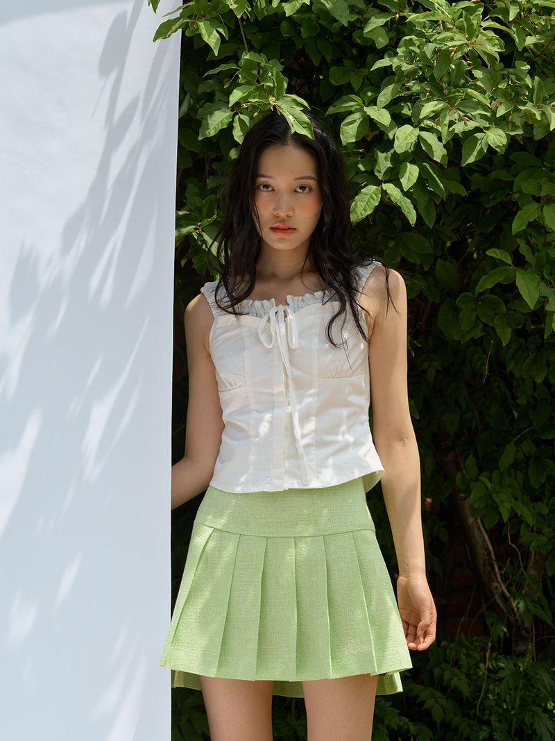 Tweed pleats skirt (Light green)