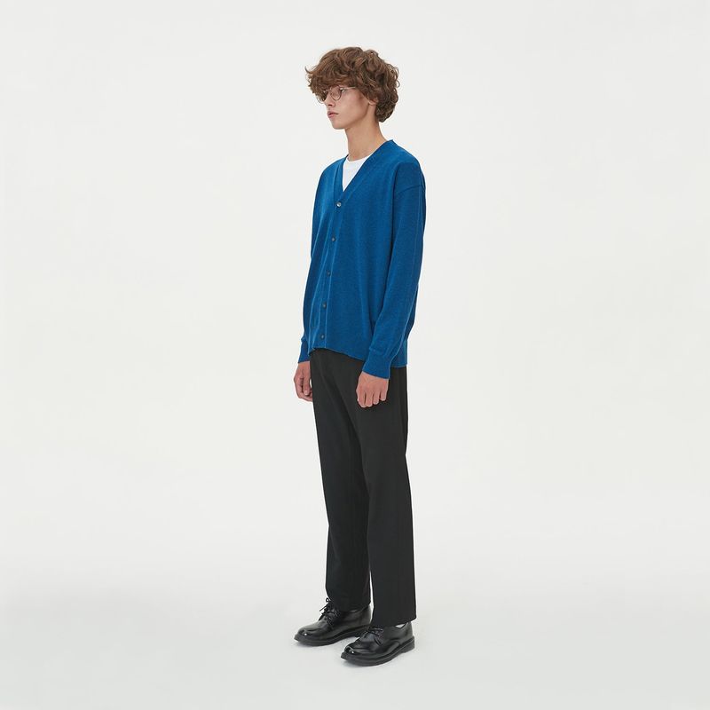 LAMBSWOOL V NECK CARDIGAN_BLUE