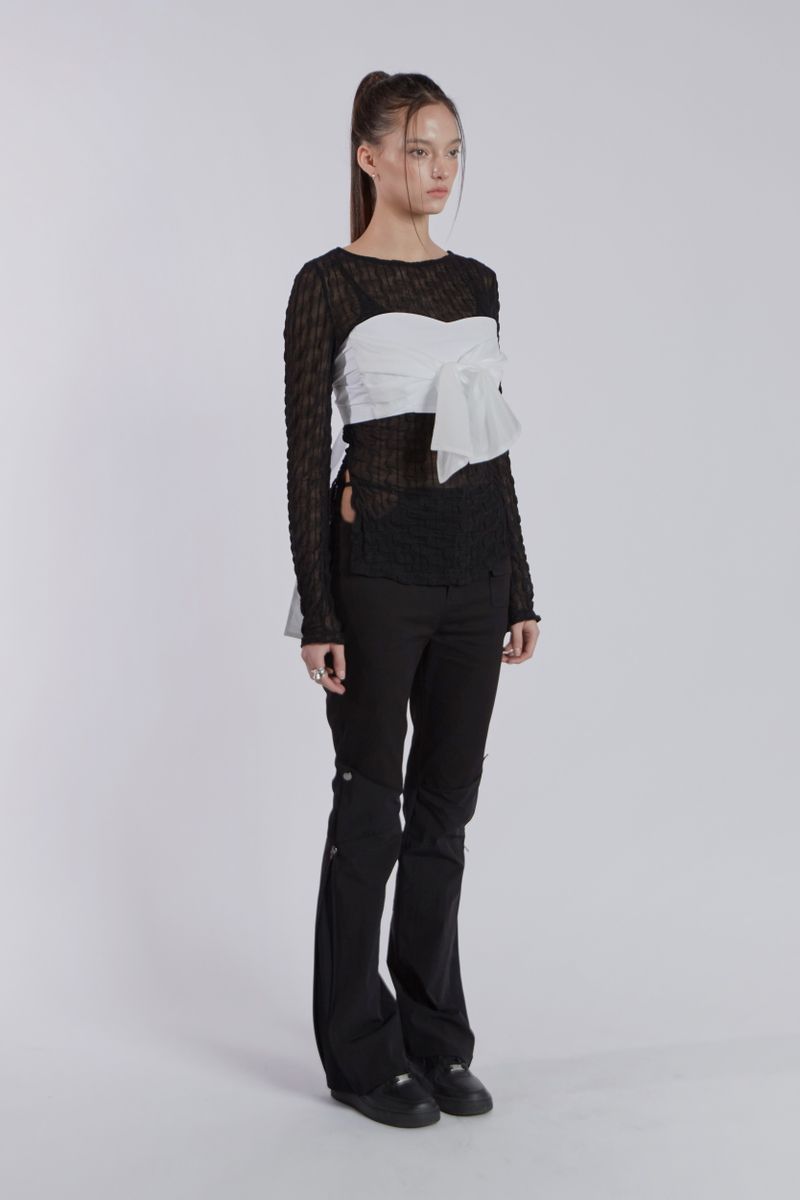 SEETHROUGH LACE SLIT TOP(BLACK)
