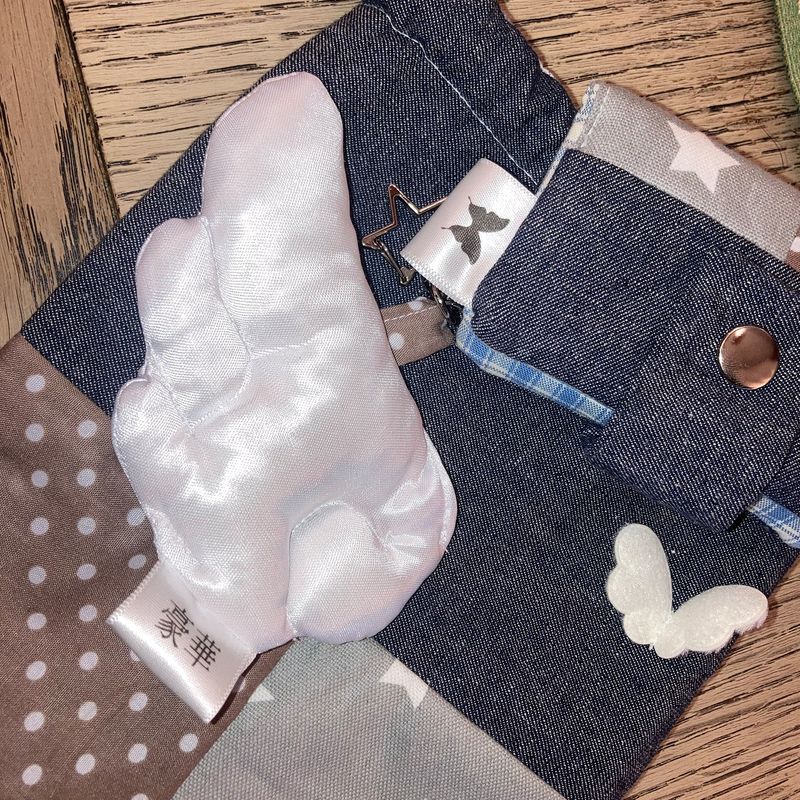 Denim patch angel pouch