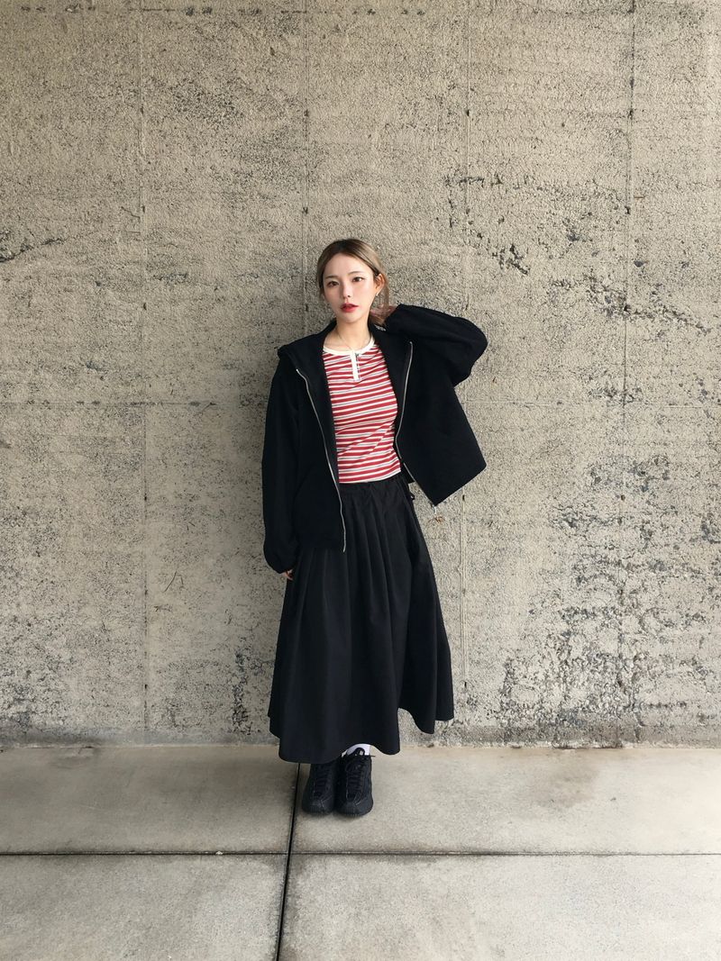Posyu Pintuck Pleated Long Skirt (2c)