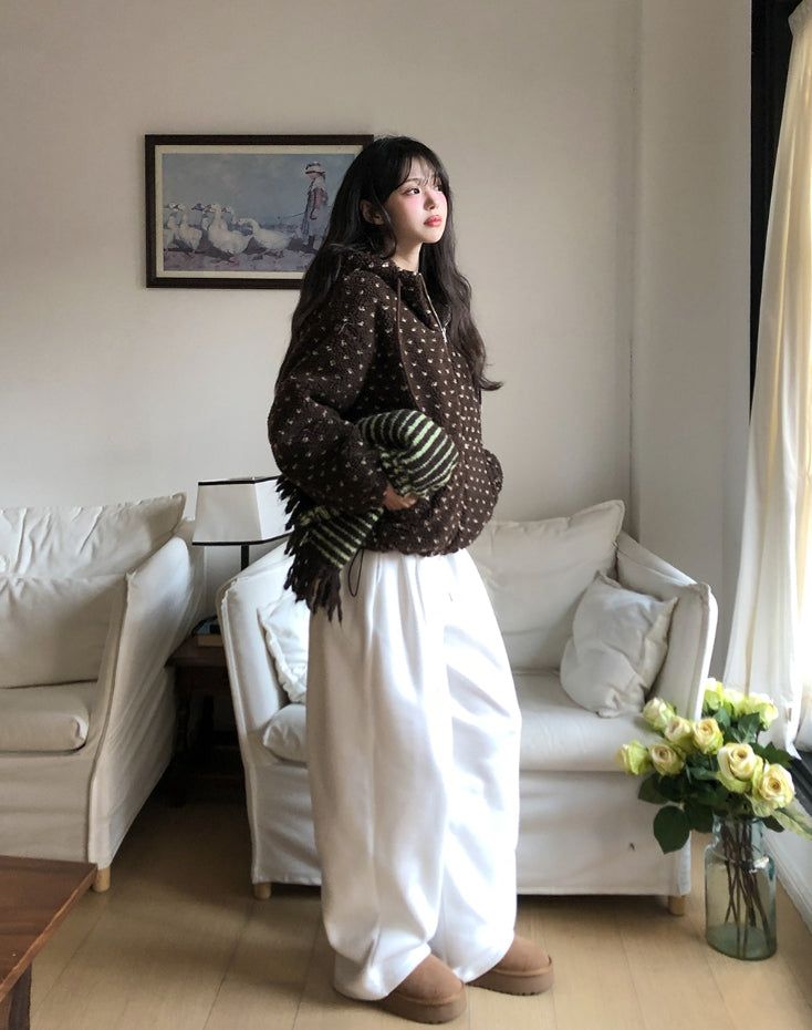 Sage Dot Boucle Hood Zip-Up