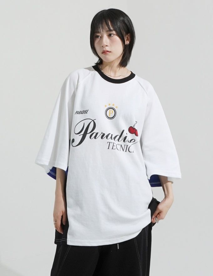 Color block raglan over t-shirt