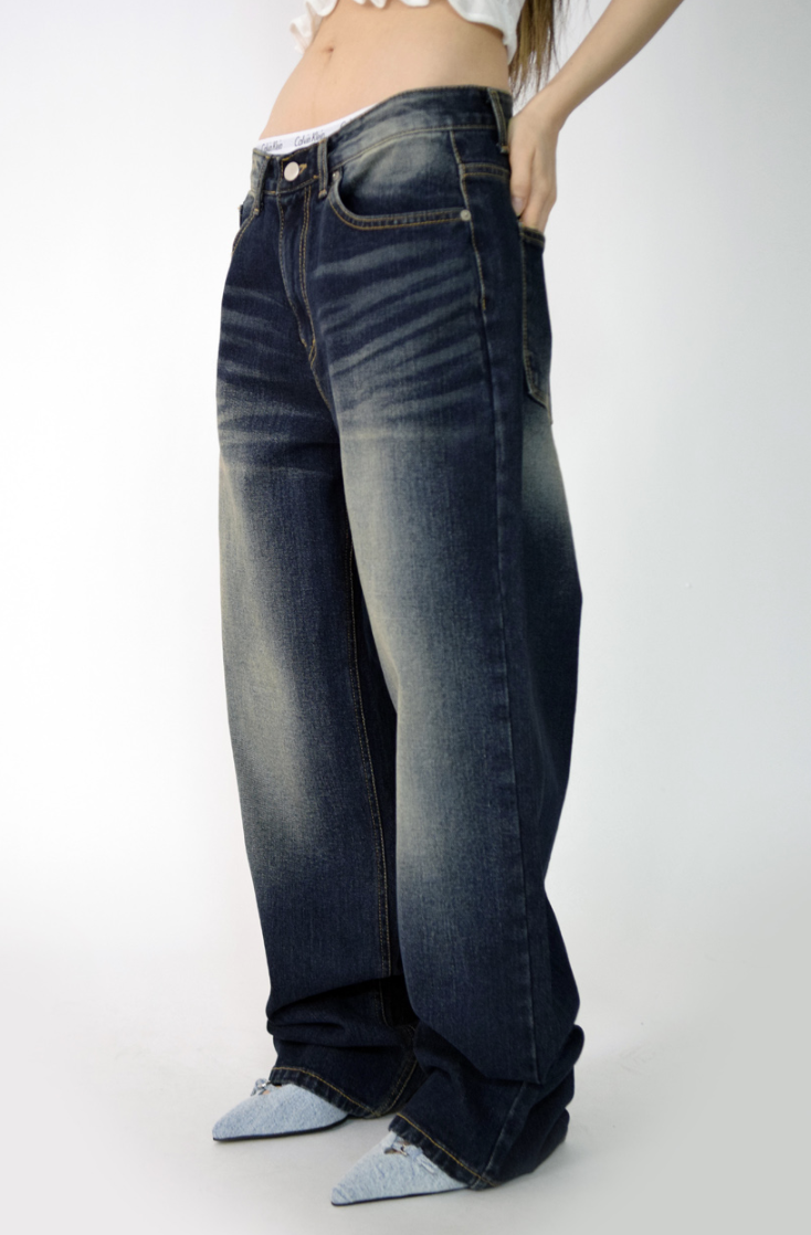 (UNISEX)fall blue denim pants