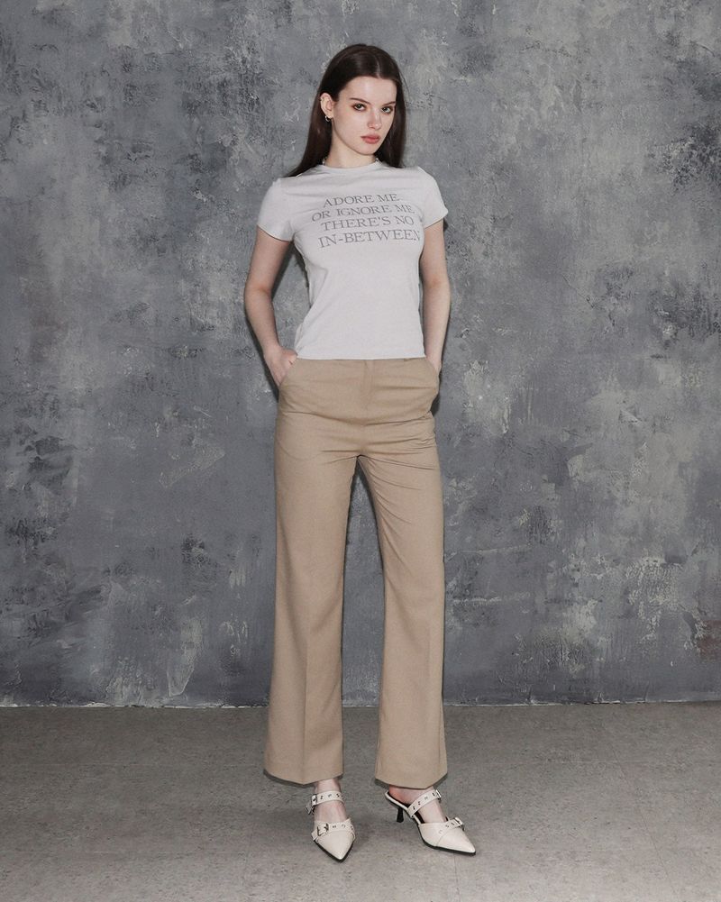 Metal Triclipse Semi Bootcut Slacks Beige