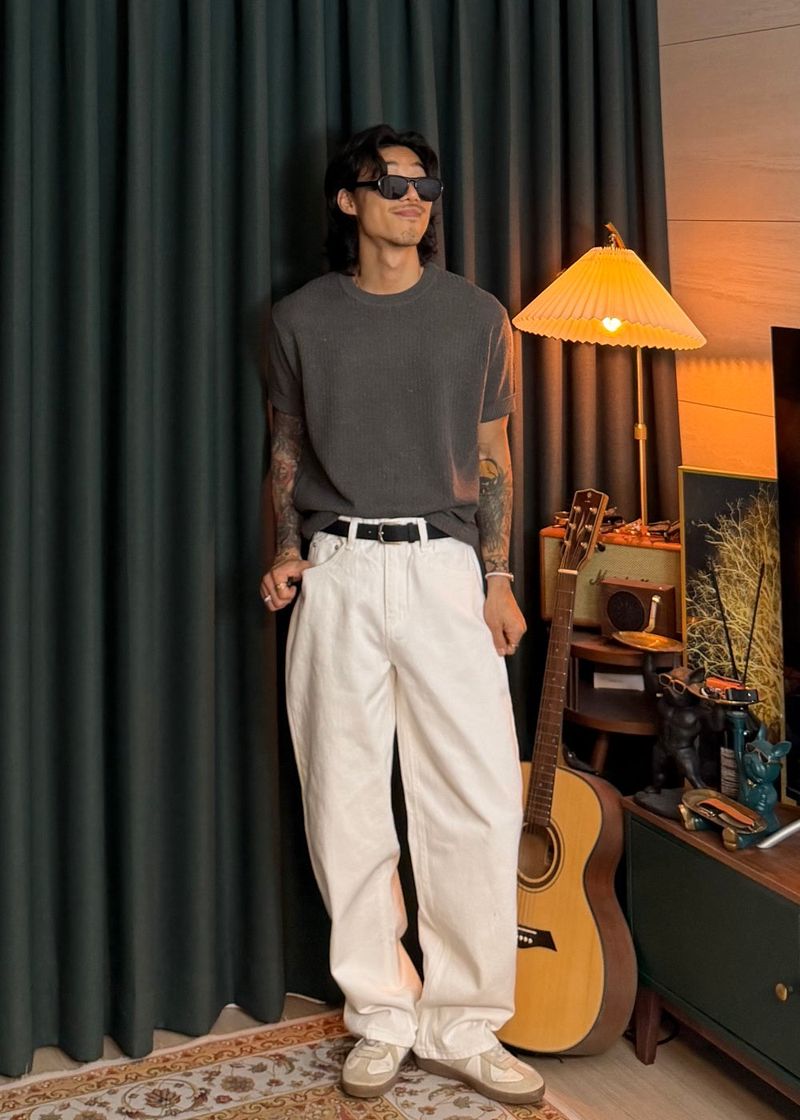 Semi-wide cotton pants 5COLOR