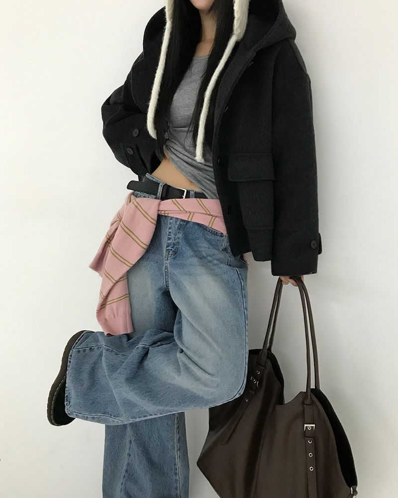 [ORIGINAL] CHILD HOOD WOOL SHORT COAT