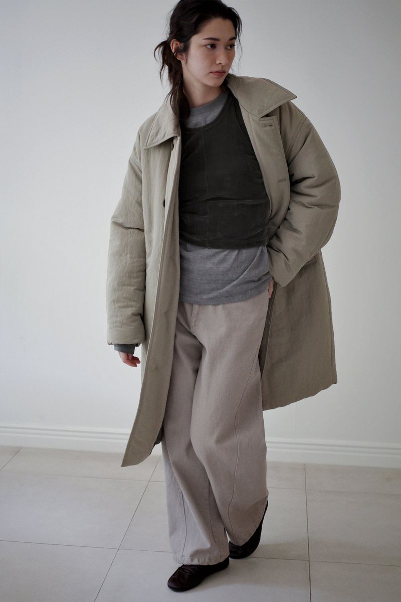 Washed straight leg pants, Beige