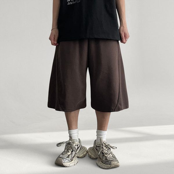 Teeth Rivet Diagonal Cut Cotton Bermuda