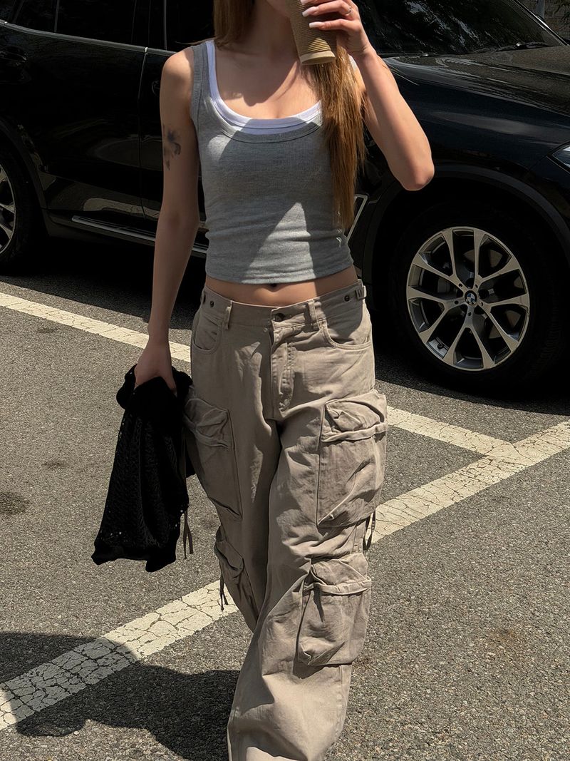 [Unisex] Dyeing string multi cargo pants(3color)