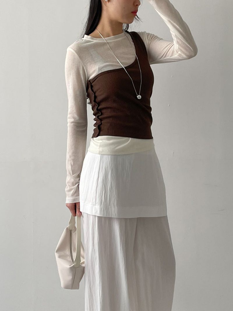 Button One-Shoulder Ribbed Vest